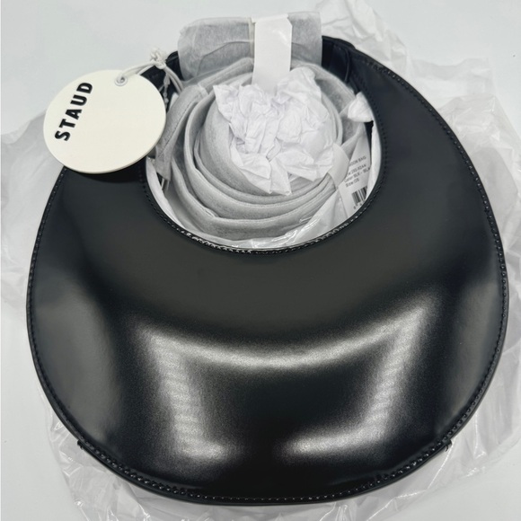 NWT Staud Mini Moon Purse in Polished Black Leather, Crossbody Bag , Brand NEW - Picture 8 of 17